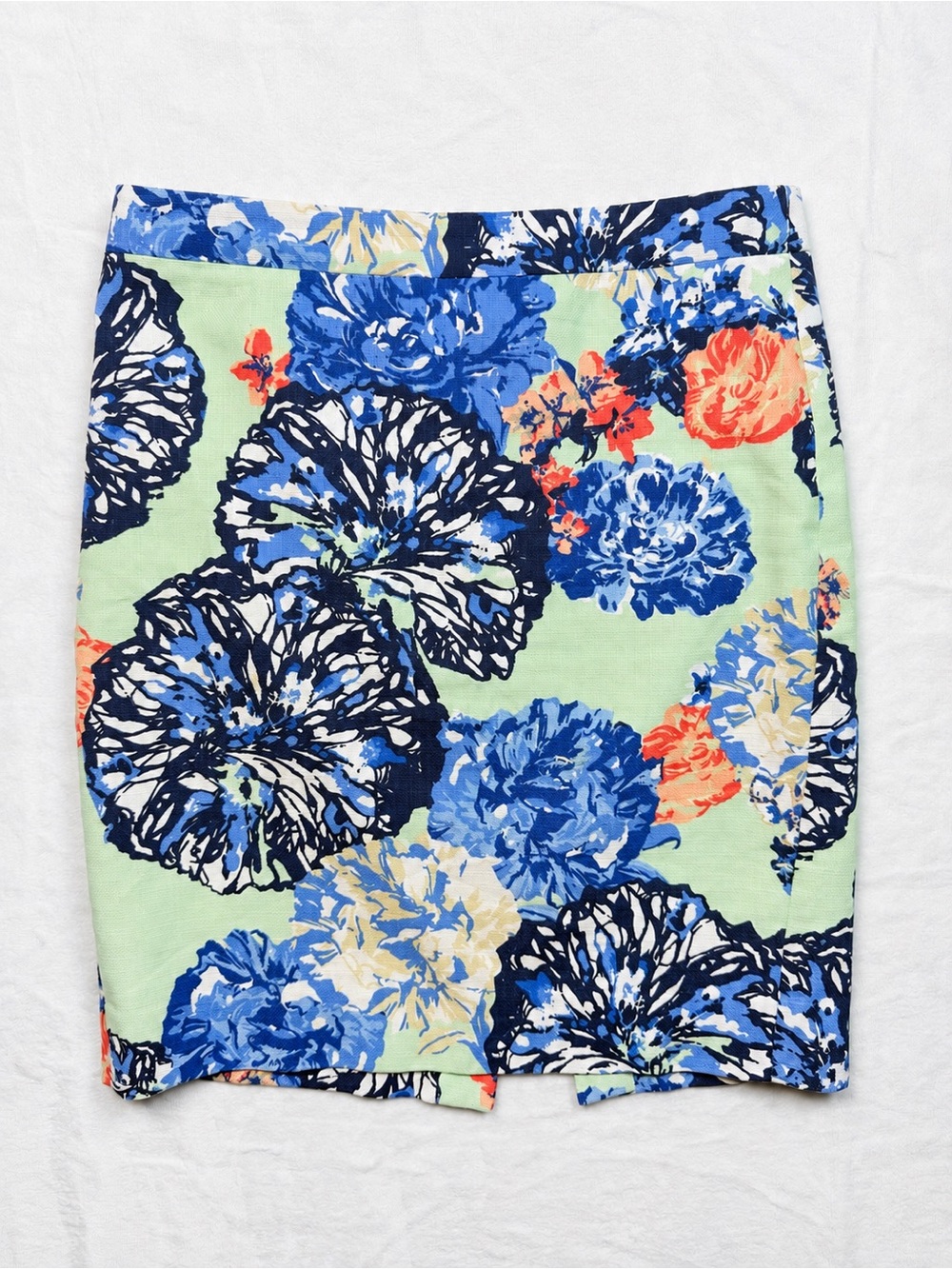 J.Crew Floral Pencil Skirt, Size 6 Mint and Blue - Women Skirts